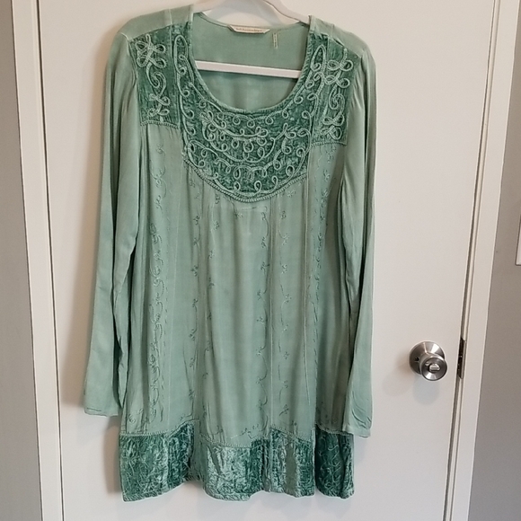 Soft Surroundings Mint Green Embroidered Tunic - Picture 1 of 4